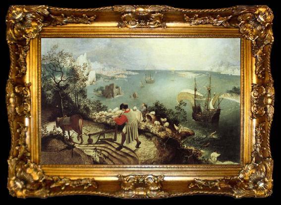 framed  BRUEGEL, Pieter the Elder Landscape with the Fall of Icarus, ta009-2